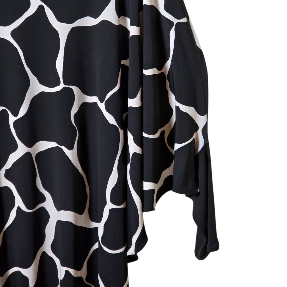 Eva Varro Top Womens Large Black/White Abstract Batwing Tunic Made USA/Artsy - Picture 5 of 12